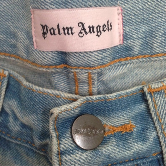Palm Angels Gold Embroidered Washed Skinny Jeans - Picture 5 of 7